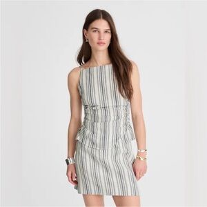 NWT Madewell Ruched Squareneck Tank in Linen-Cotton BROKEN ZIPPER